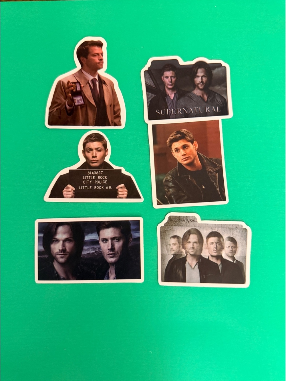 Stickers-Waterproof. 6 pack Supernatural mug shot, etc.